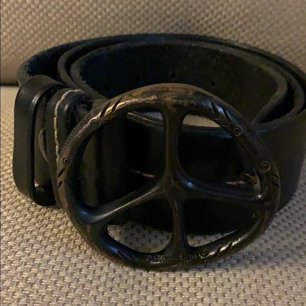Vintage Wide Leather Belt Artisan Made Bronze